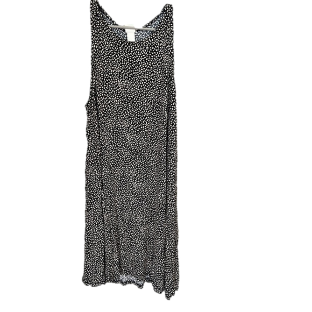 H&M sleeveless black dress with leaves pattern 100% viscose M - Picture 5 of 8
